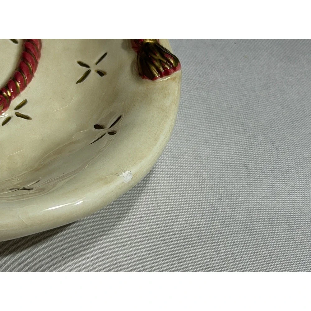 Fitz and Floyd Classics Santa Claus Ceramic Candy Dish Tray Handcrafted Holiday
